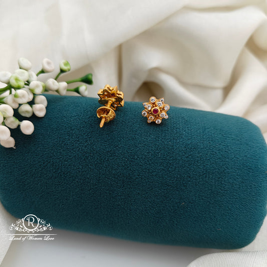 92.5 Silver Small White Stone Earrings-RCR025