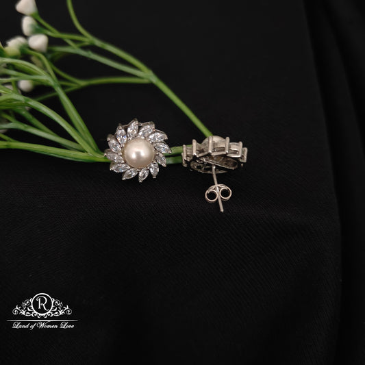 92.5 silver simple and Cute diamond finishing earrings-RCES41