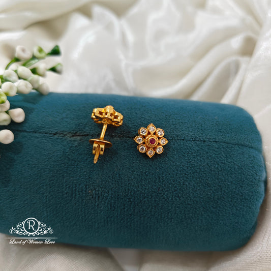 92.5 Silver flower design Earrings -RCR176