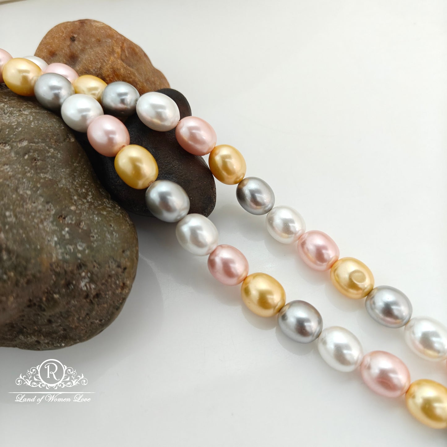 Multi colour oval shape pearls -RCJM247