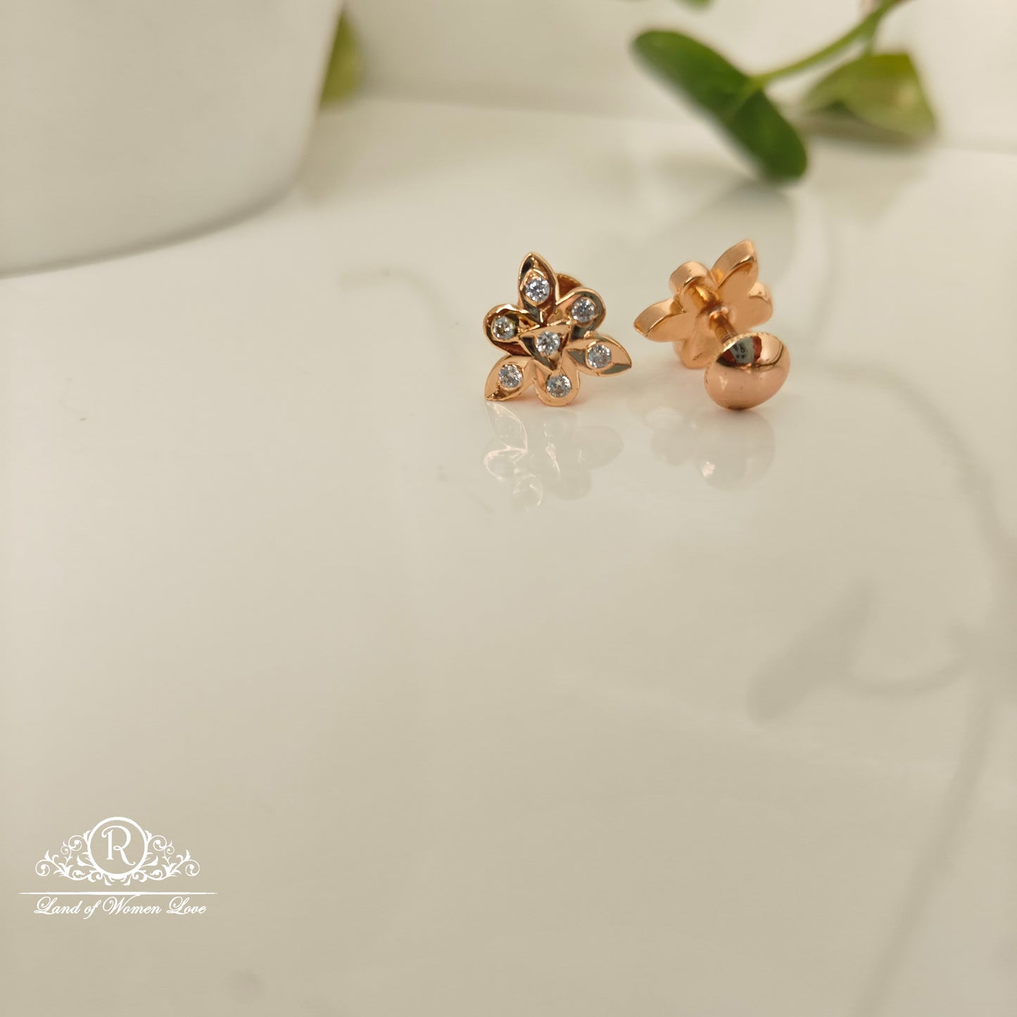 92.5 SILVER ROSE GOLD POLISH EARRINGS-RCM1412