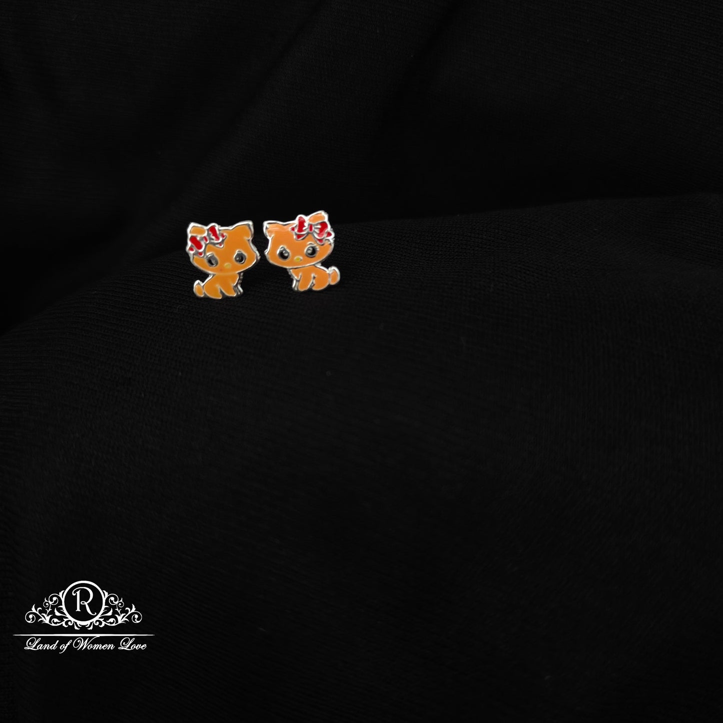 92.5 Silver Cat Kids Earrings-RCHS58