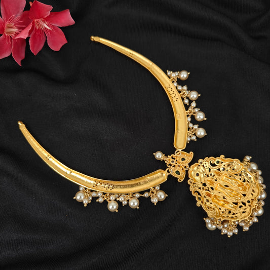92.5 silver Ram parivar design kante with pearls hangings-RCJR1155