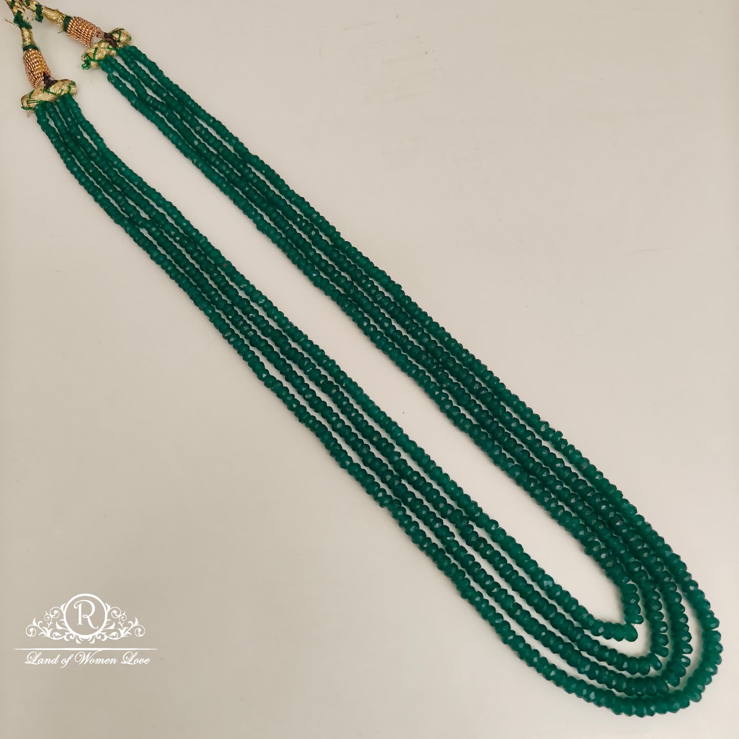 GREEN BEADS 4 LINES MALA-RCH1118
