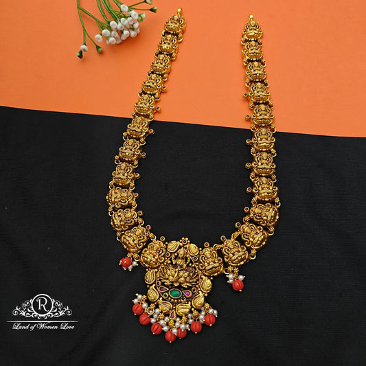 92.5 Silver Nakshi with coral drops Haram-RCCP490