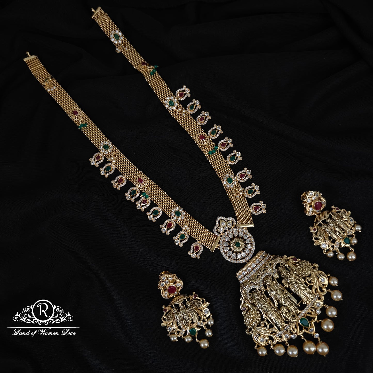 92.5 SILVER RAMPARIVAR HARAM WITH EARRINGS-RCHD102