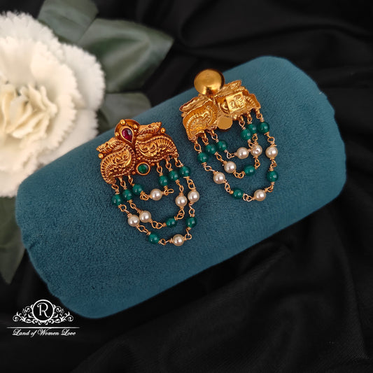 92.5-SILVER PEACOCK EARRINGS -RCZ995