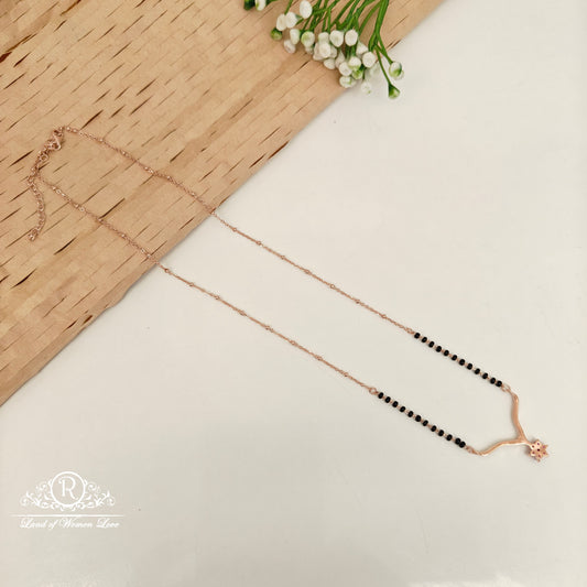 92.5 SILVER ROSE GOLD POLISH BLACK BEADS CHAIN-RCRB35