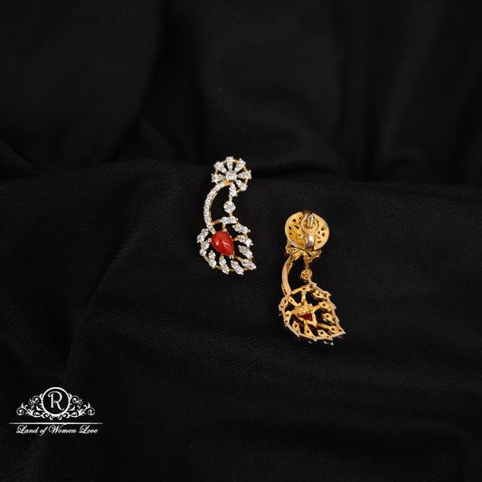 92.5 silver diamond finishing earrings with coral-RCDS029