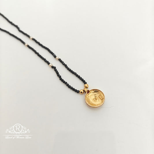 92.5 Silver with gold polish black beads-RCH1287