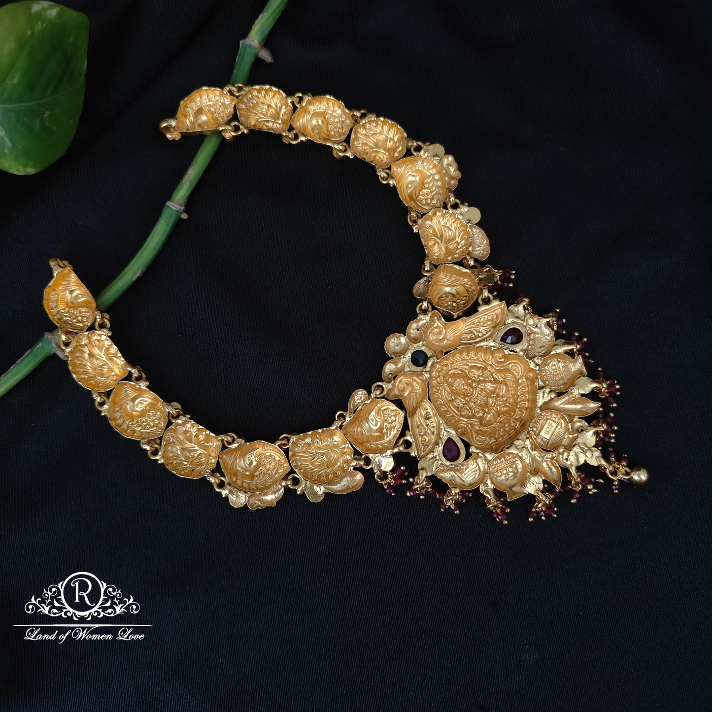 92.5 silver simple and Cute Lakshmi Devi nakshi necklace -RCJR1014