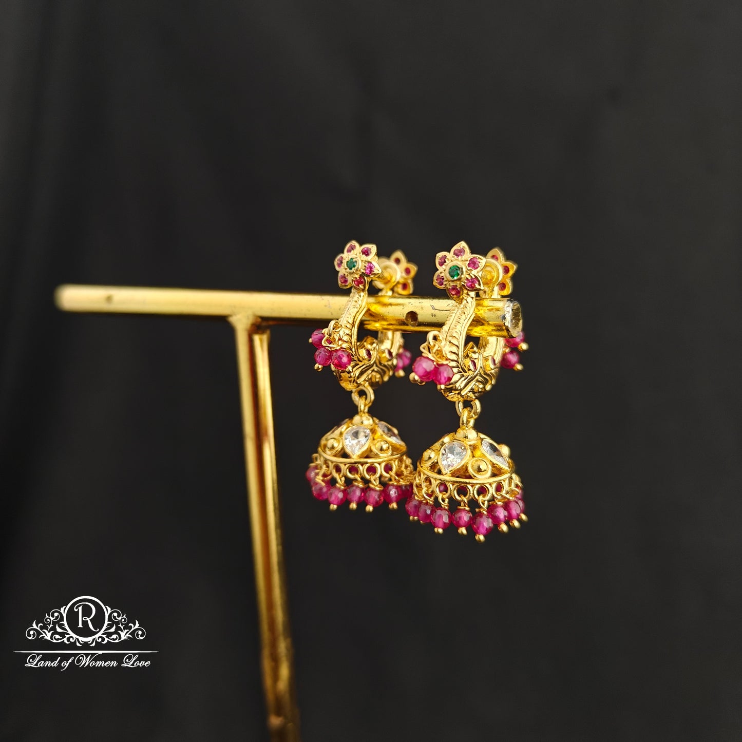 92.5 Silver Makara kundan Earrings -RCBH071