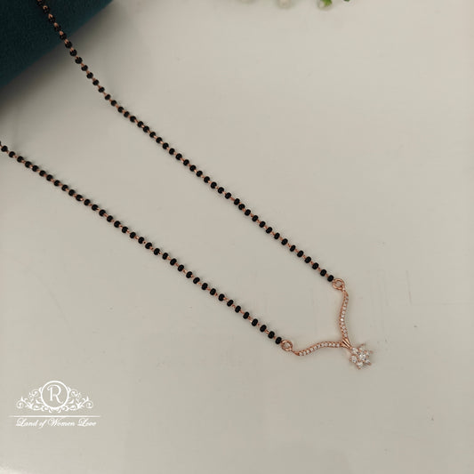 92.5 SILVER ROSE GOLD POLISH BLACK BEADS CHAIN-RCRB41