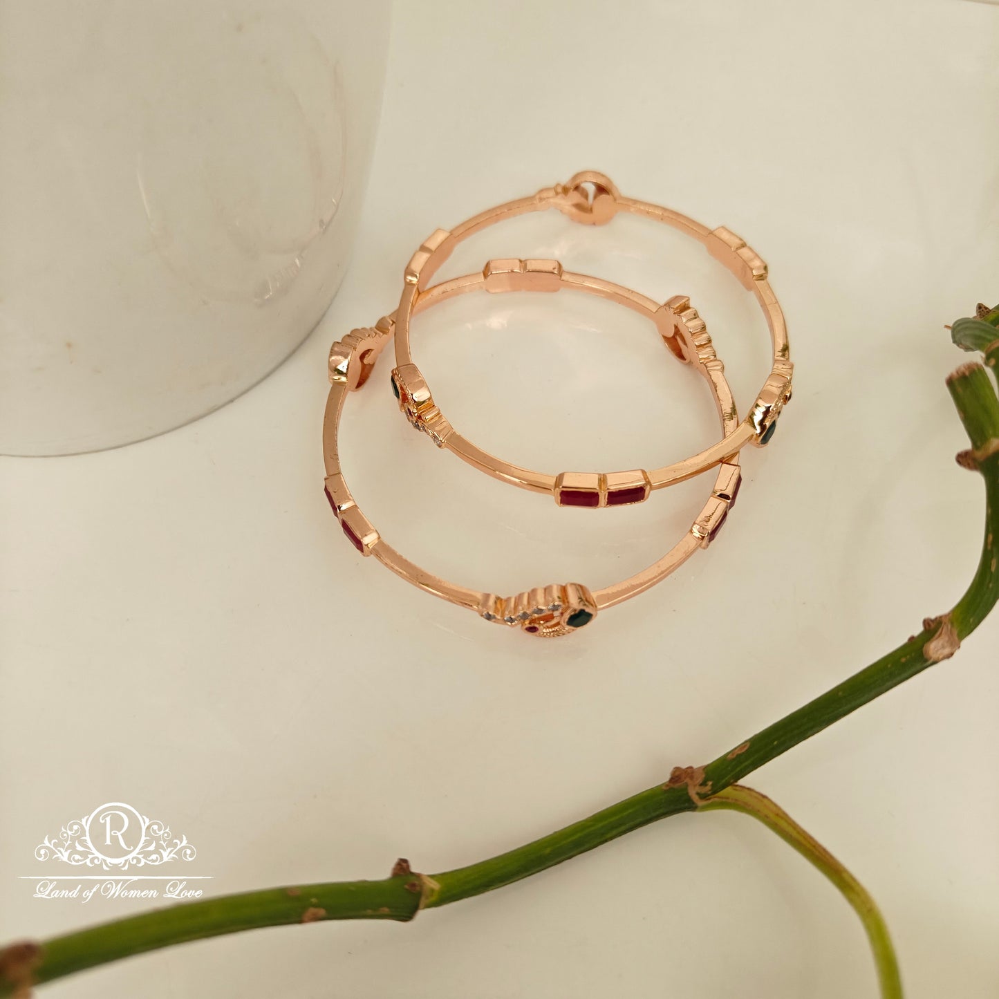 92.5 SILVER ROSE GOLD POLISH BANGLES-RCM1407