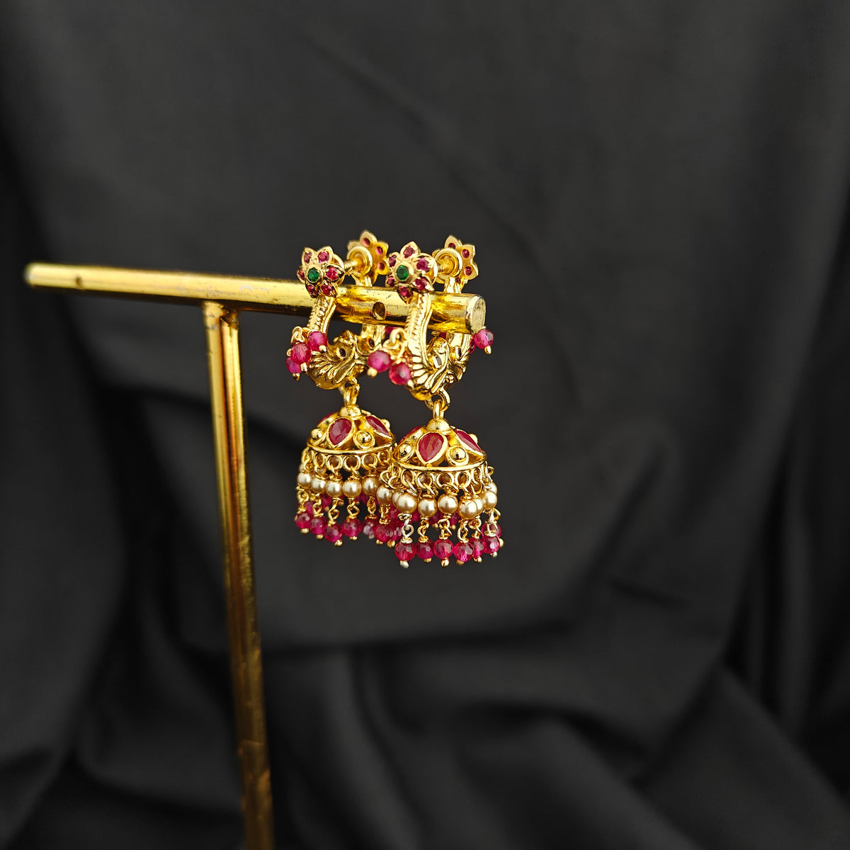 92.5 silver makara Kundan earrings -RCBH085