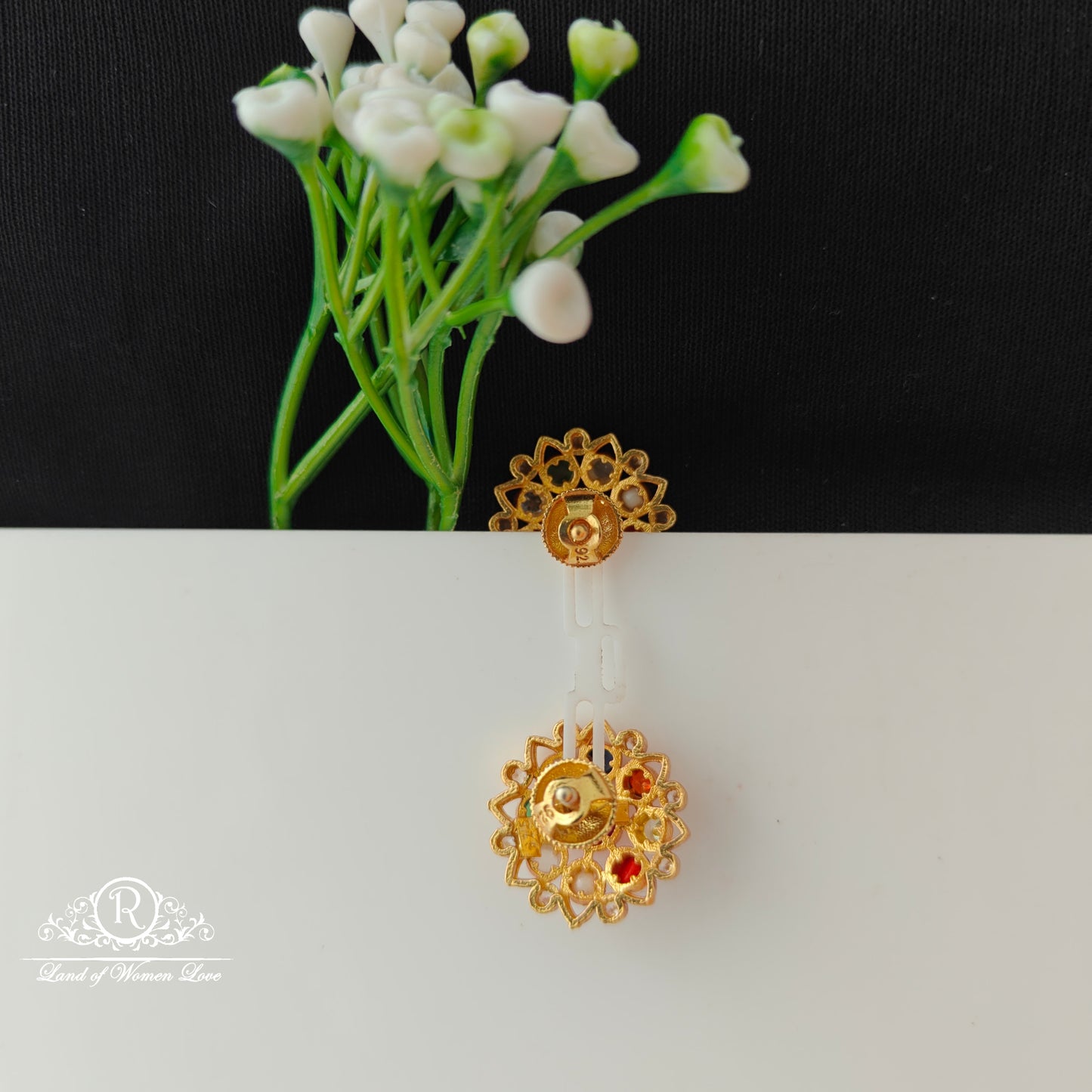 92.5 Silver Beautiful Navaratna Earrings-RCCP512