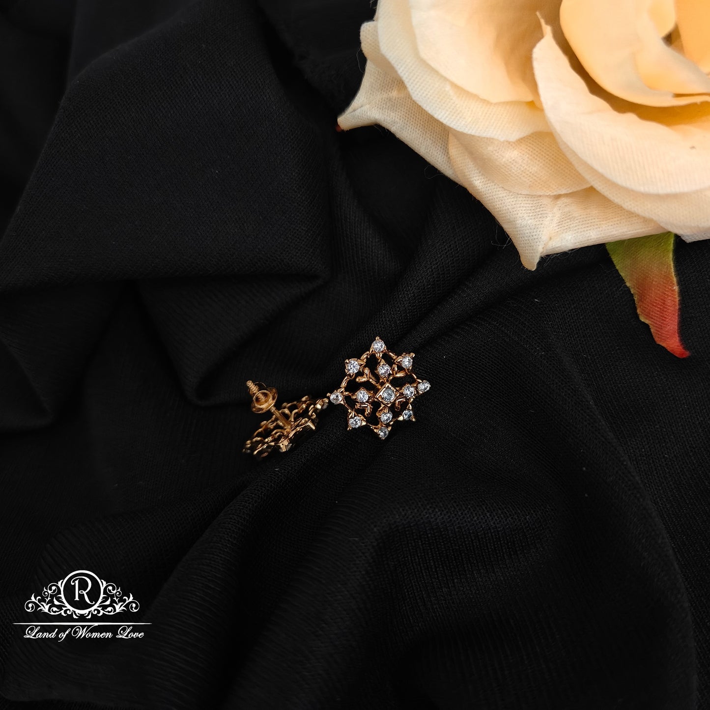 92.5 silver rose gold polish earrings with cz stones -RCP244