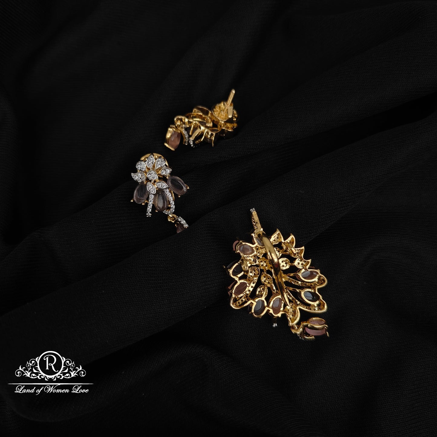 92.5 SILVER FUSHION COLLECTION EARRINGS WITH PENDANT SET-RCM1434