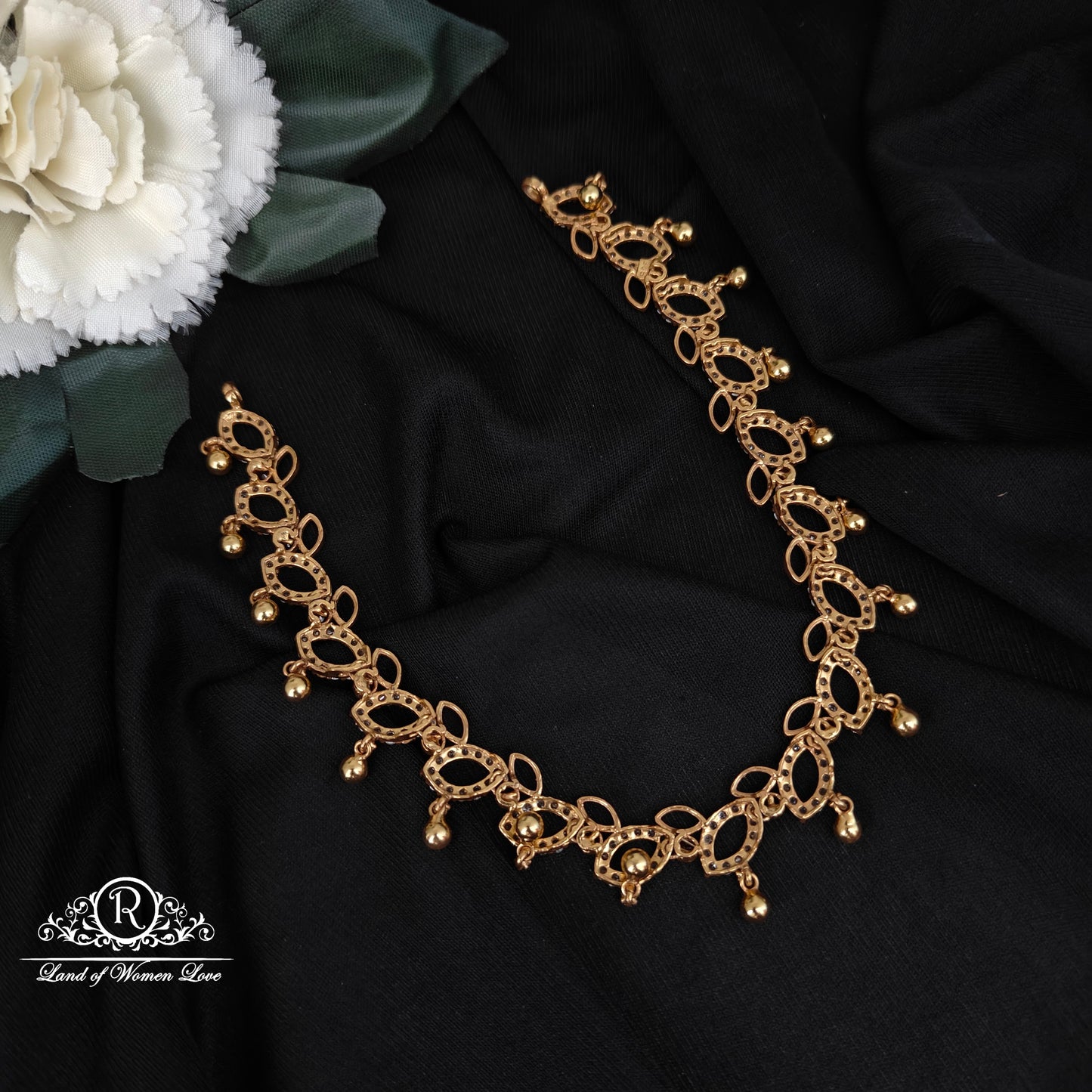 Silver White Stones Necklace-K52