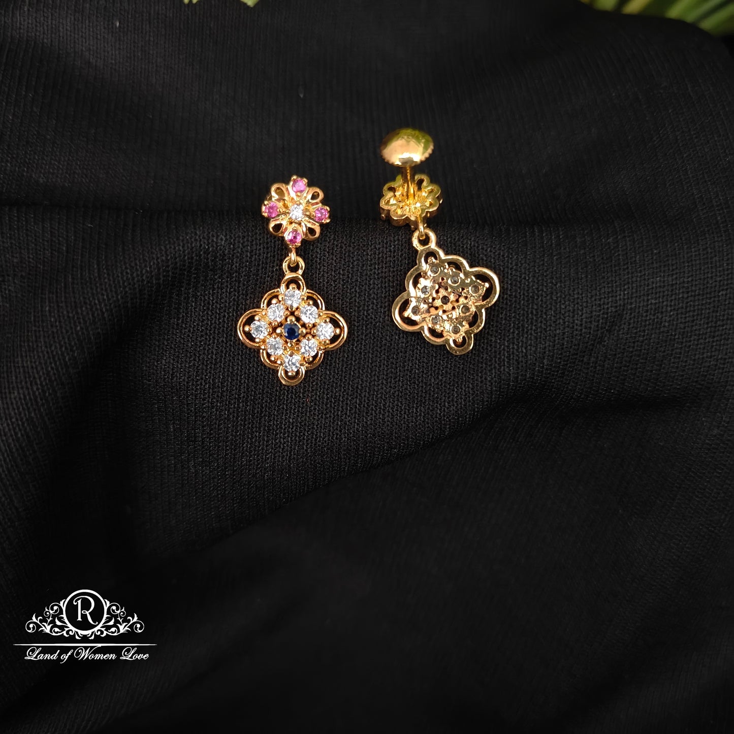 92.5 SILVER STONE EARRINGS-RCHD038-1