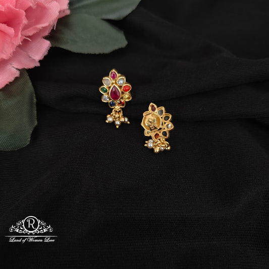 92.5 Silver simple and Cute navaratna earrings-RCH1011
