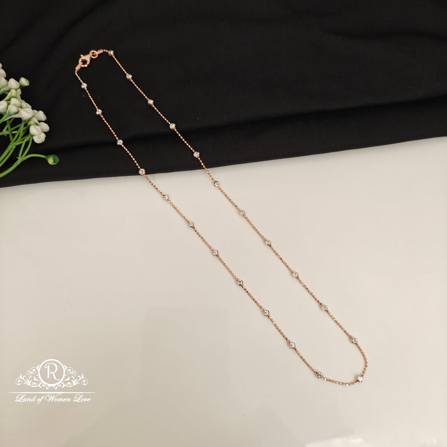 92.5 SILVER ROSE GOLD CHAIN-RCG359-3