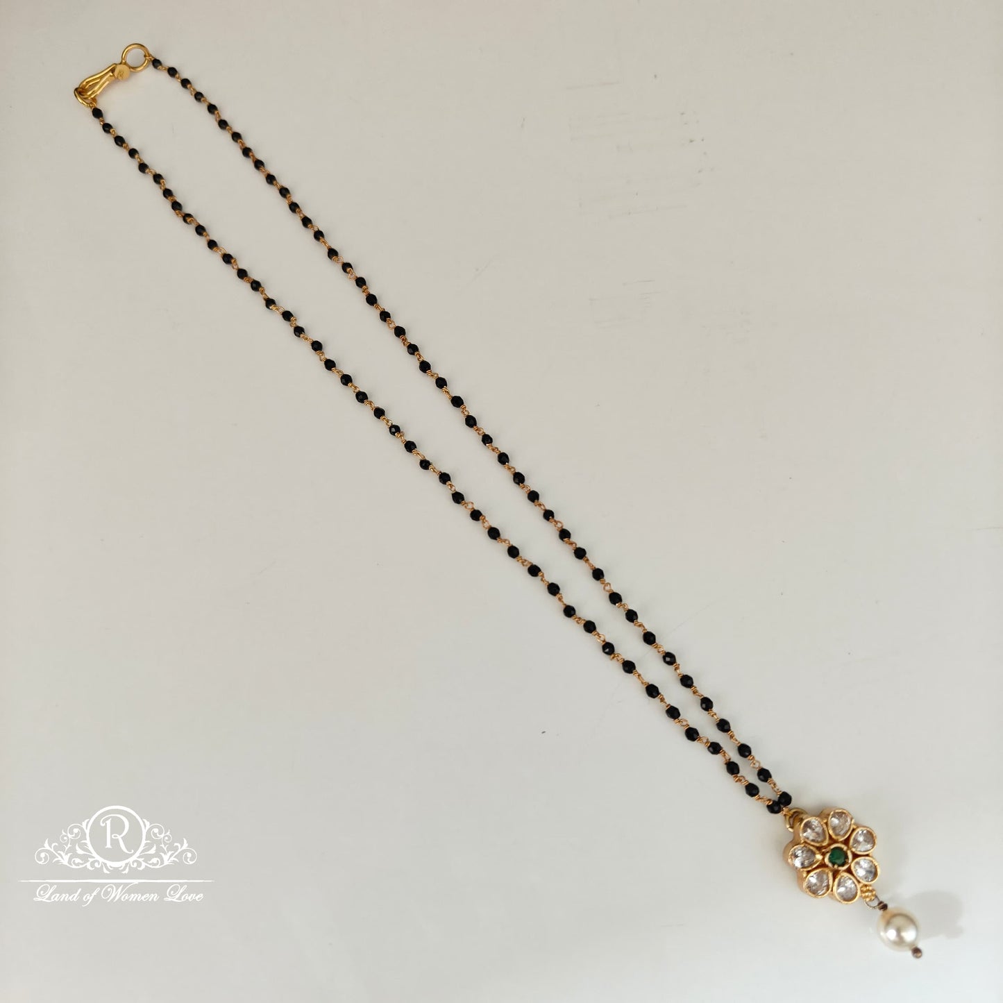 92.5 SILVER BLACK BEADS CHAIN-RCH1120