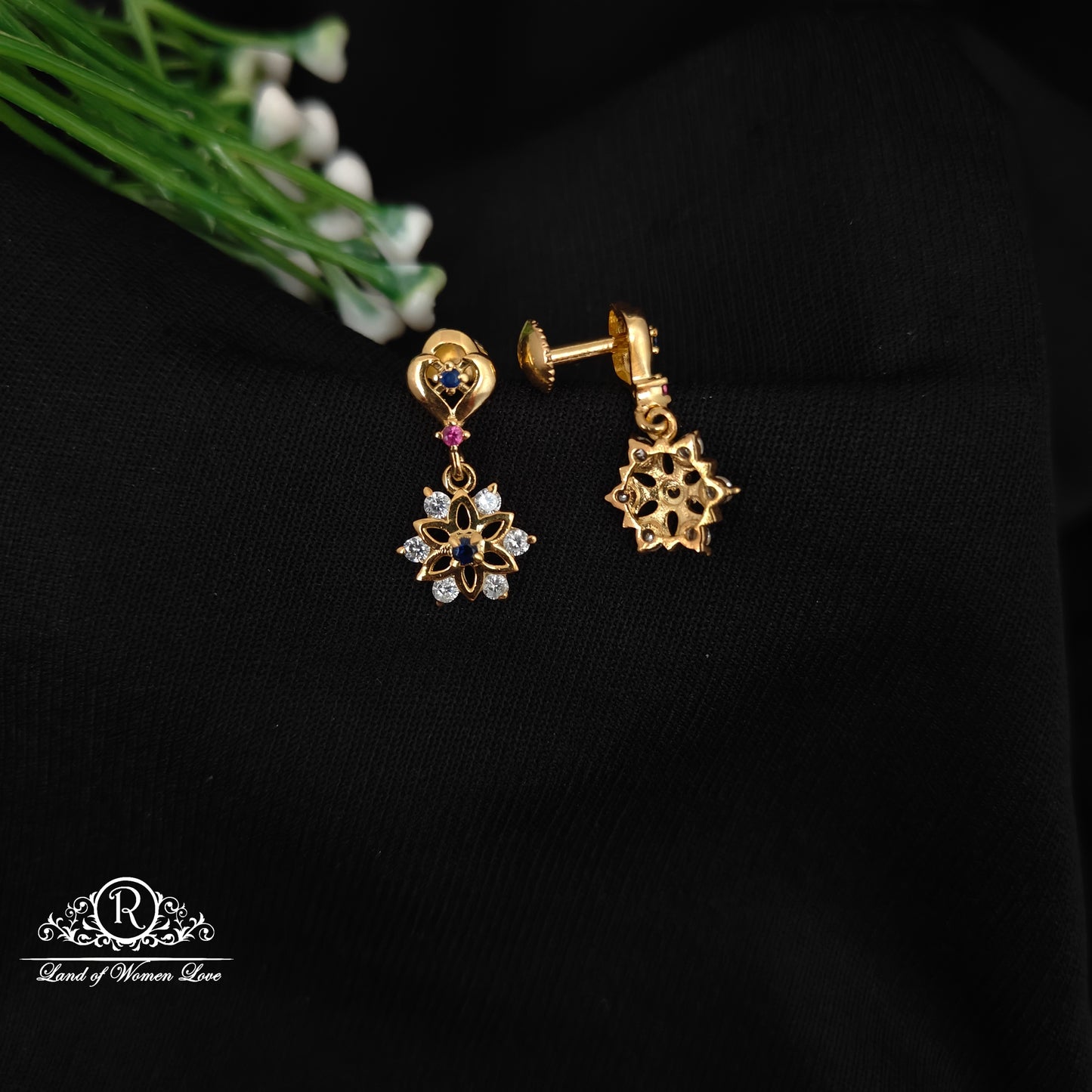92.5 SILVER STONE EARRINGS-RCHD083