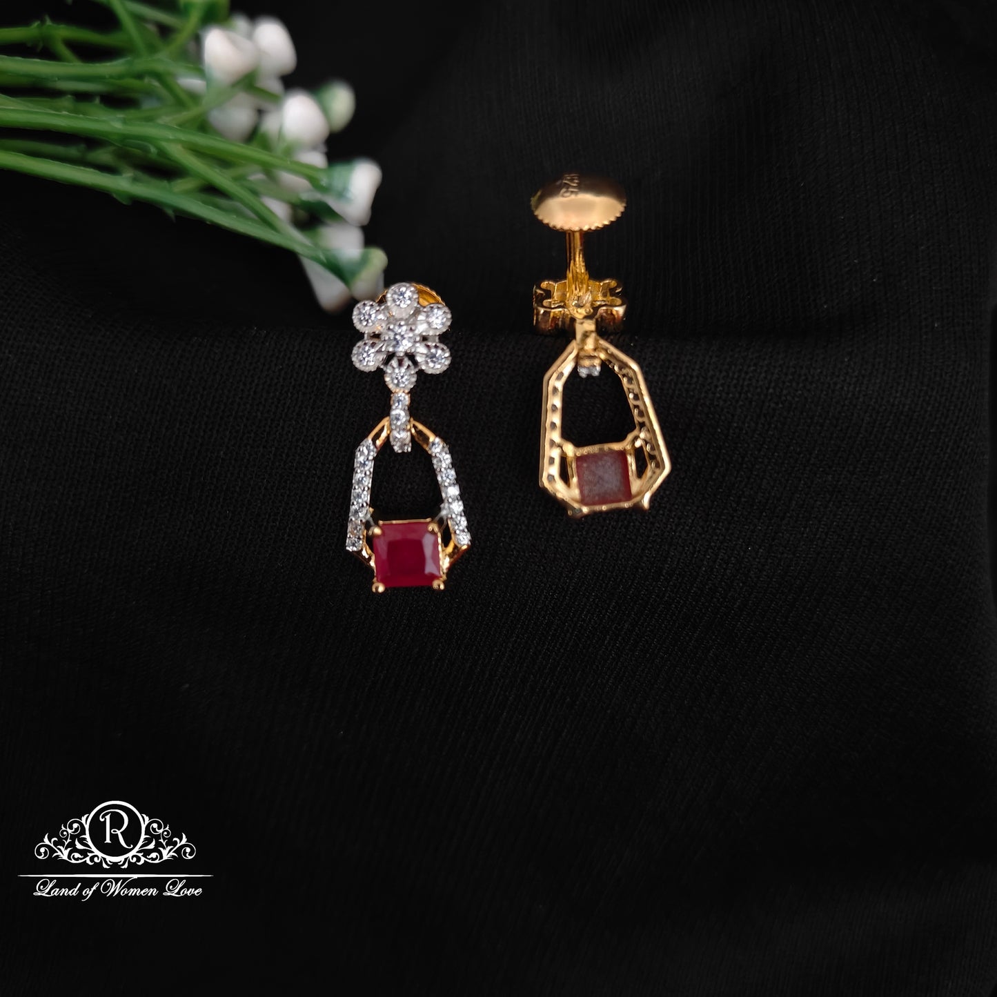 92.5 SILVER STONE EARRINGS-RCHD074
