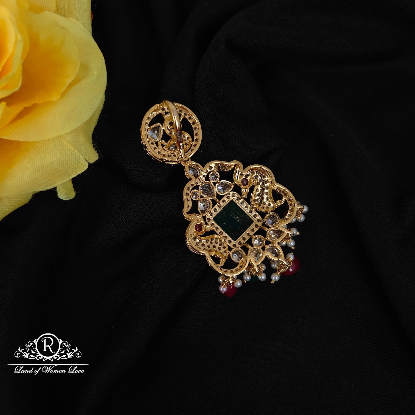 92.5 SILVER CZ PEACOCK PENDANT-RCMB002
