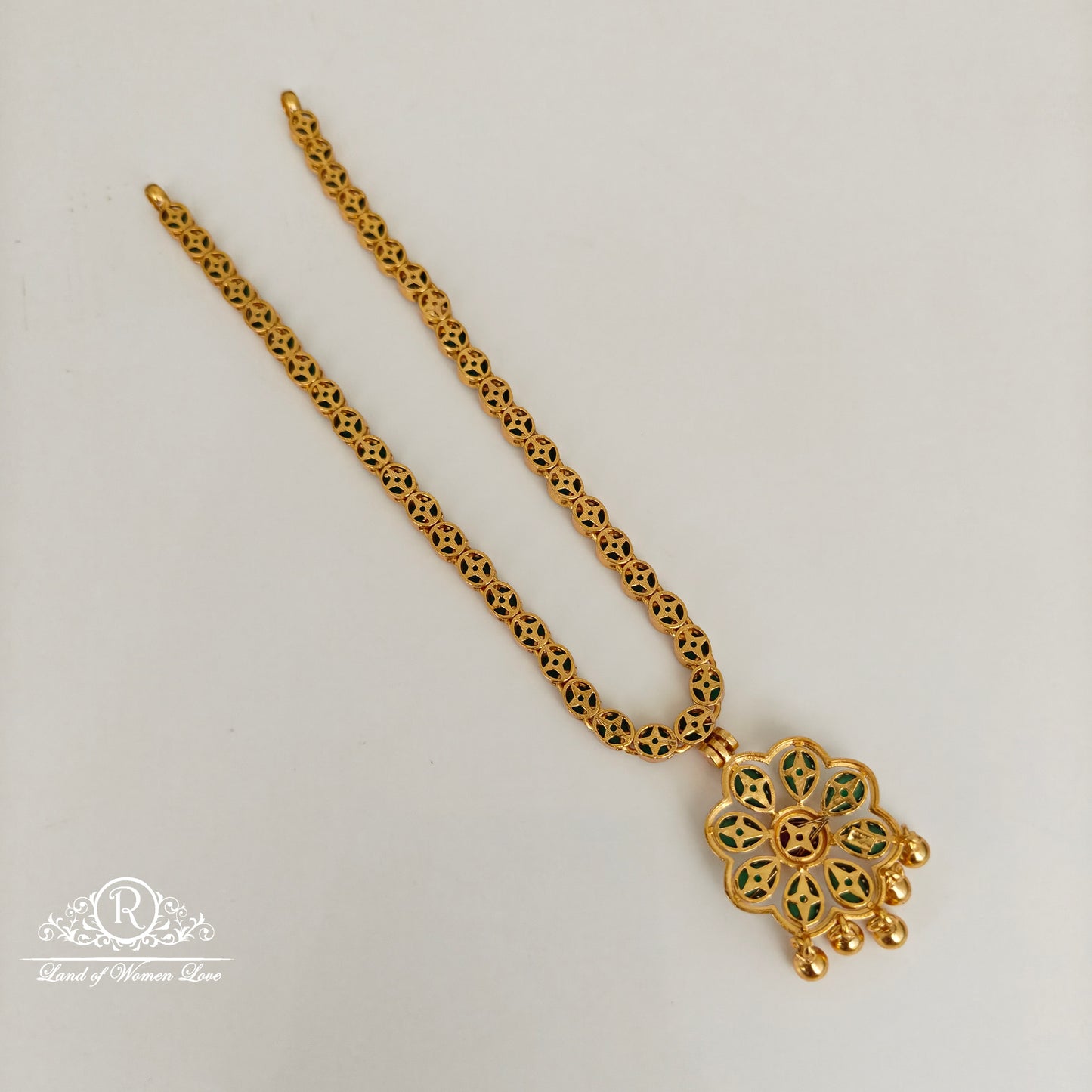 92.5 silver green necklace set-RCL86