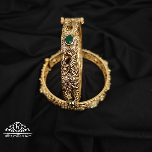 92.5 SILVER PEACOCK DESGIN BANGLES-RCHD106