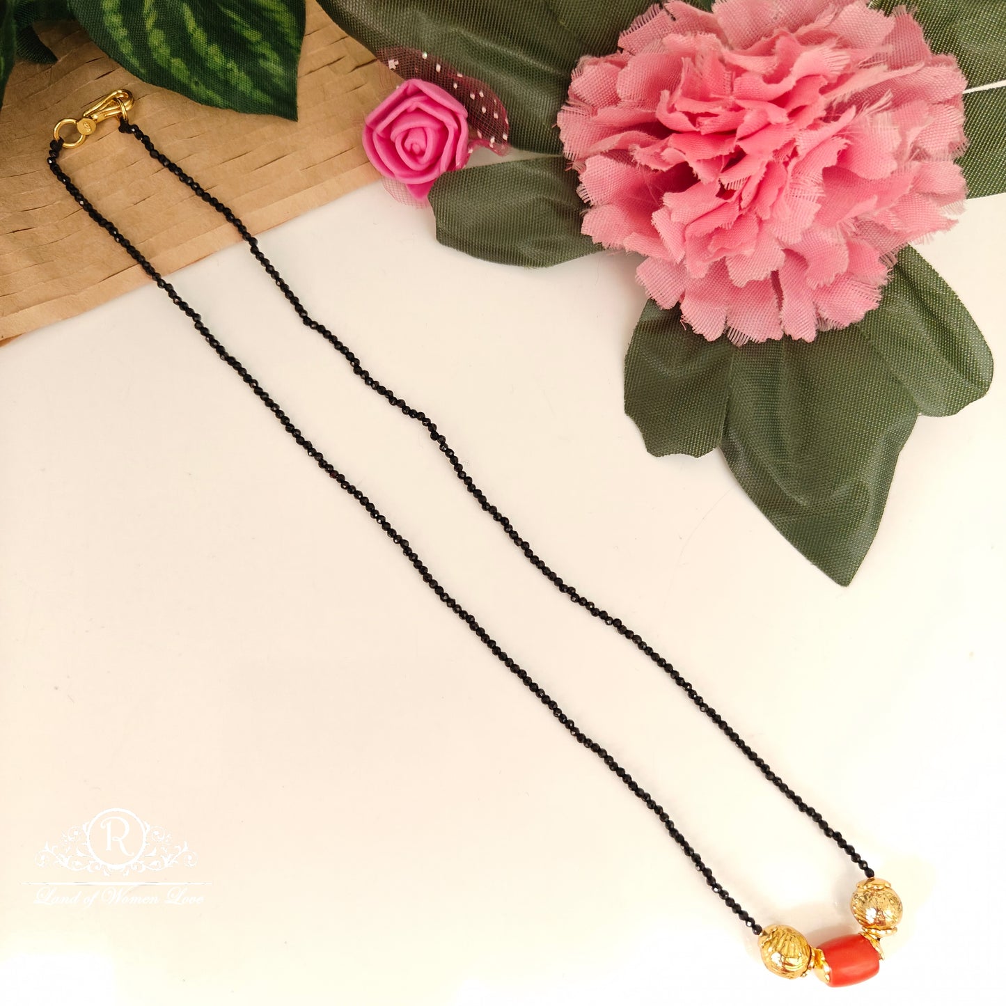 92.5-SILVER BLACK BEADS CHAIN-RCH1132