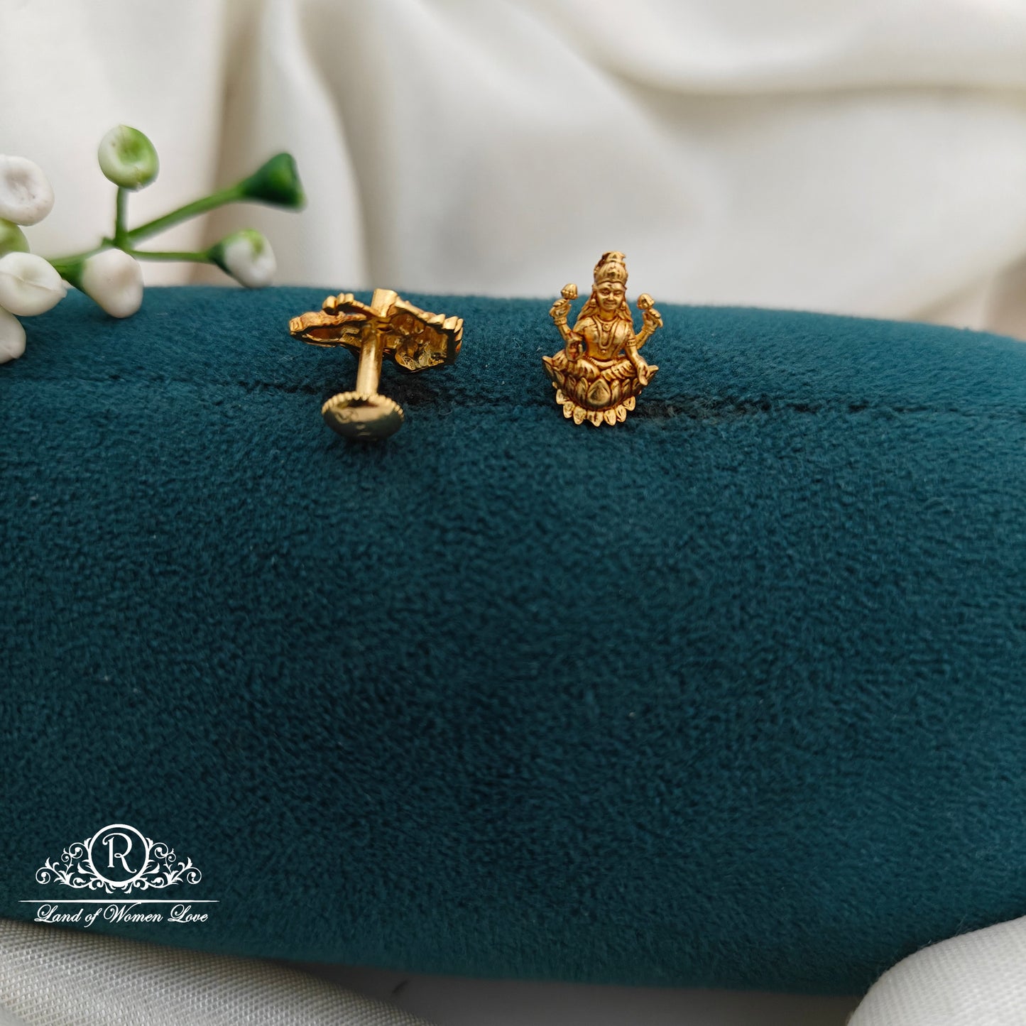 92.5 Silver Small Lakshmi Devi Earrings-RCR022