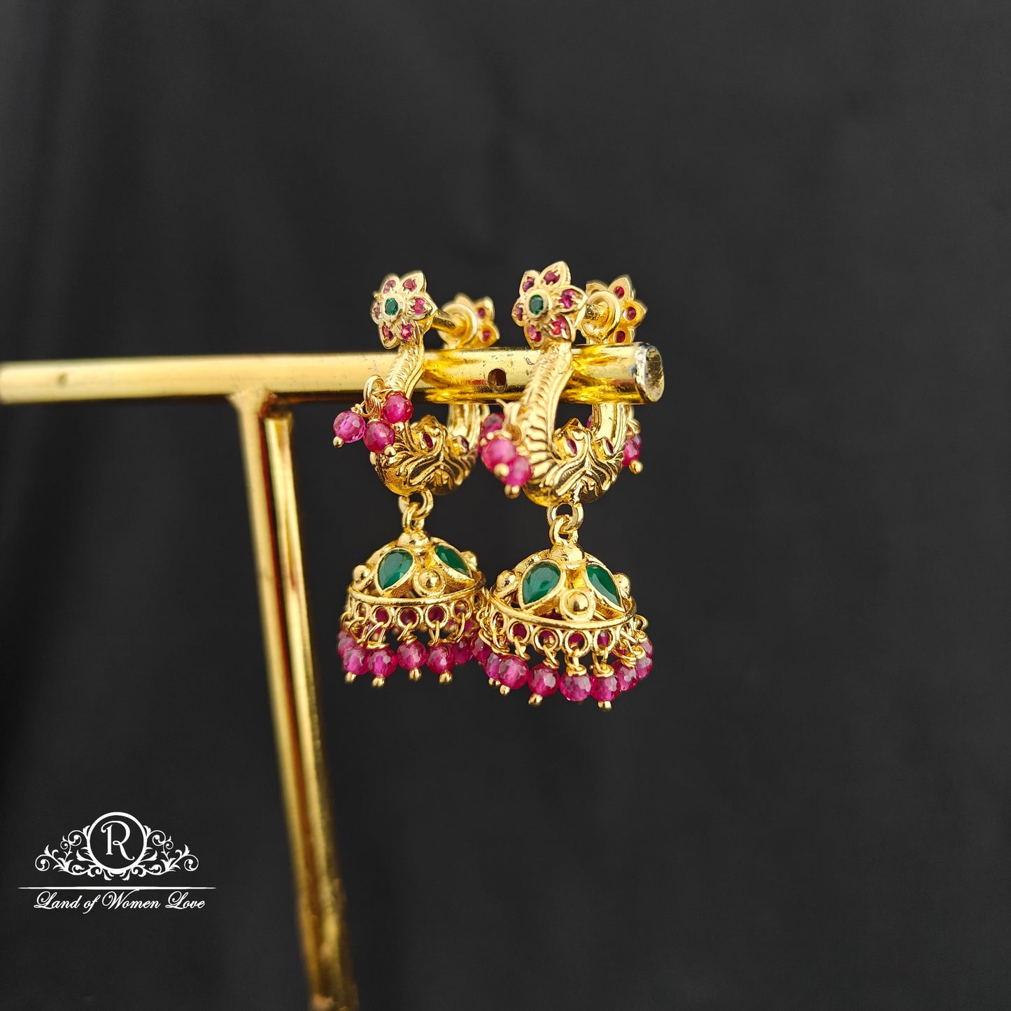 92.5 Silver Makara kundan Earrings -RCBH075