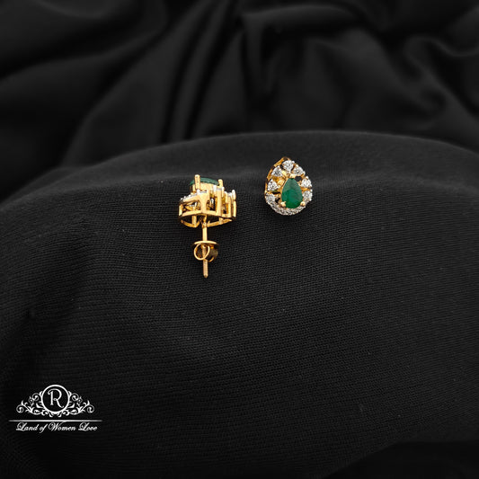 92.5 silver green stone diamond finishing earrings -RCR213