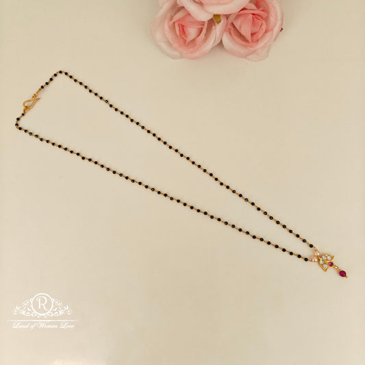 92.5 Silver black beads chain -RCH1168