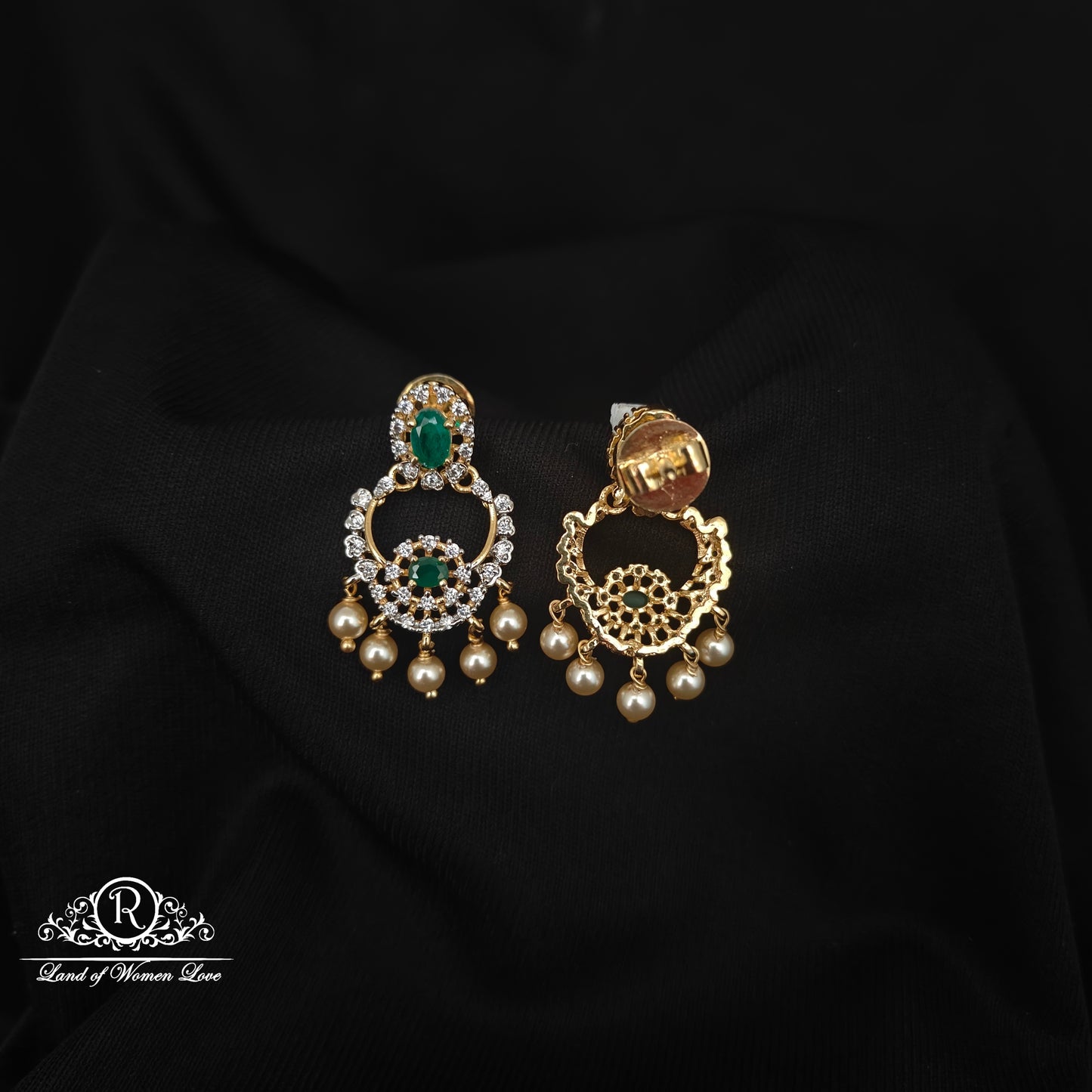 92.5 SILVER DIAMOND FINISHING CHANDBALI EARRINGS-RCZP021