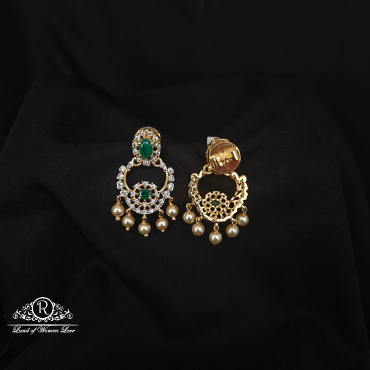 92.5 SILVER DIAMOND FINISHING CHANDBALI EARRINGS-RCZP021