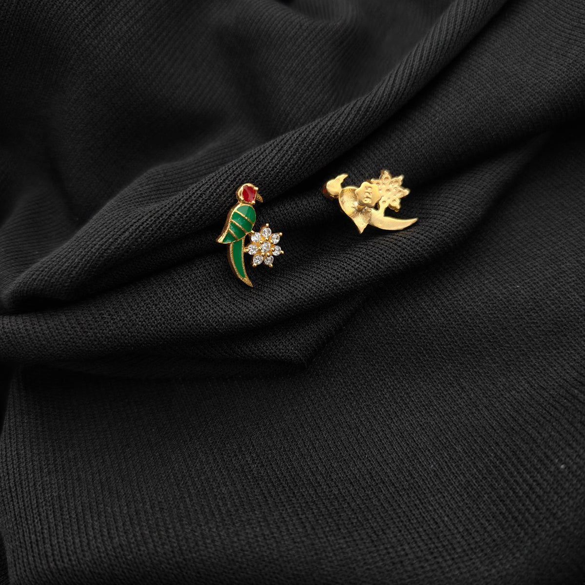 92.5 silver parrot with flower design earrings -RCKJ03