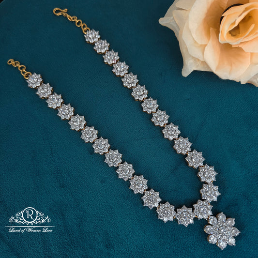 92.5 silver silver cz white stones necklace -S778