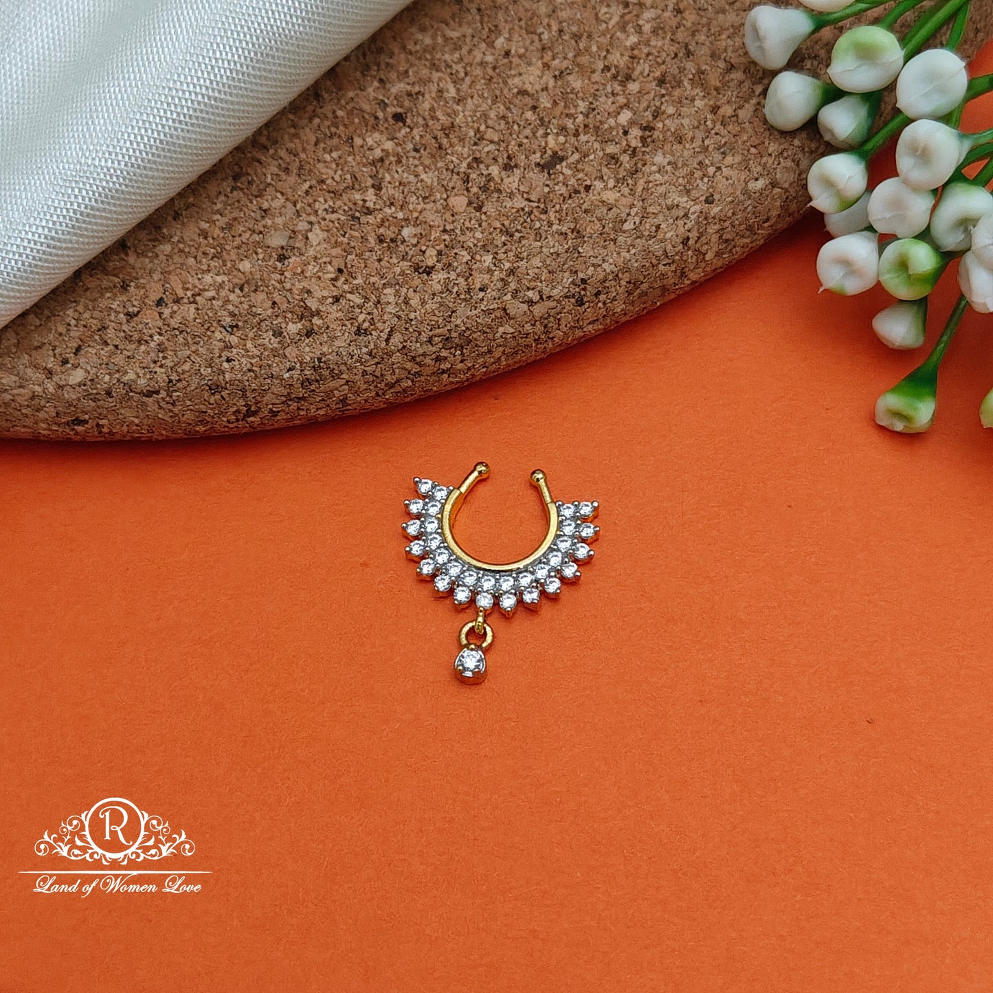 92.5 SILVER Diamond Finishing Nose Pin-RCCP74-1