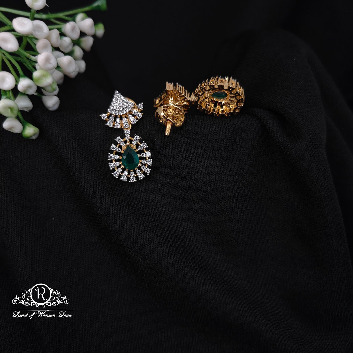 92.5 SILVER DIAMOND FINISHING EARRINGS-RCM1403