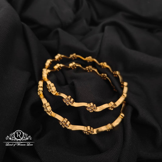 92.5-SILVER WHITE STONE FLOWER BANGLES-RCZ987