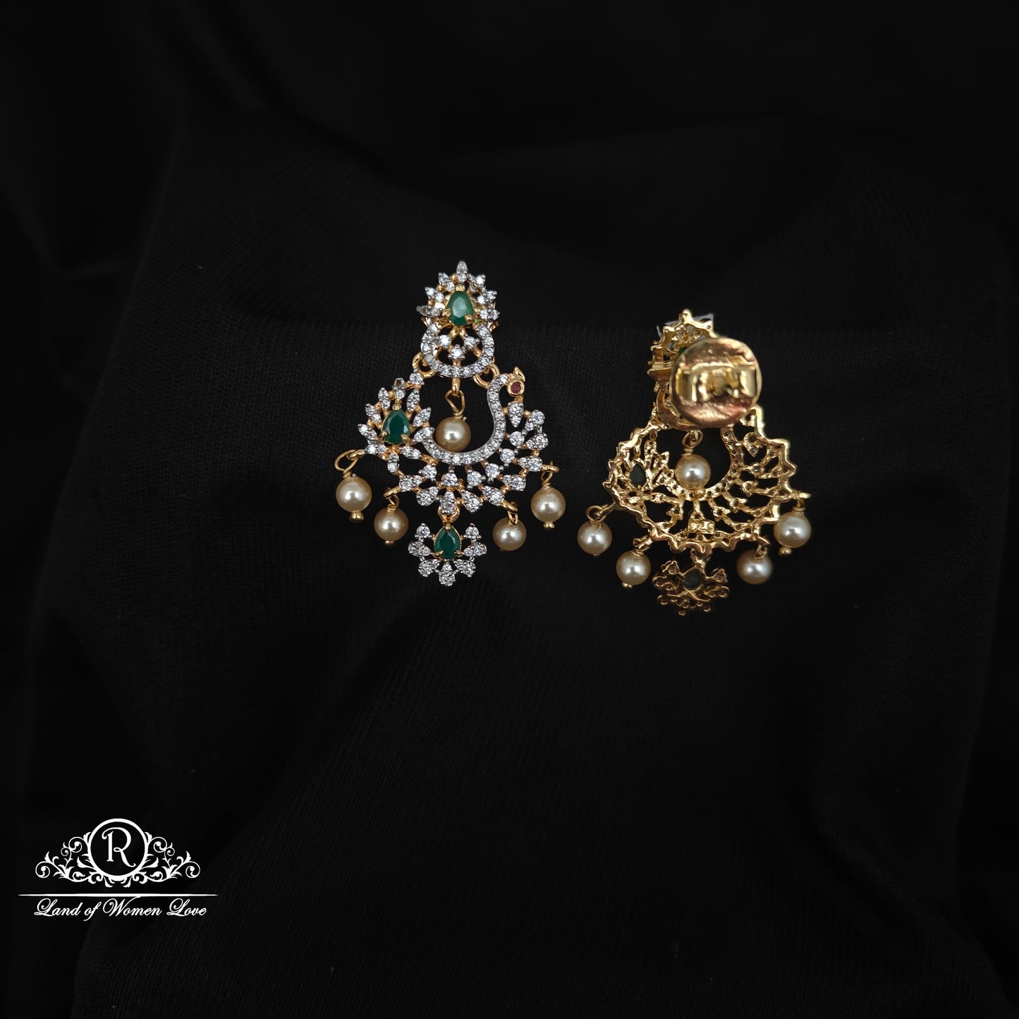 92.5 SILVER DIAMOND FINISHING CHANDBALI EARRINGS-RCZP020