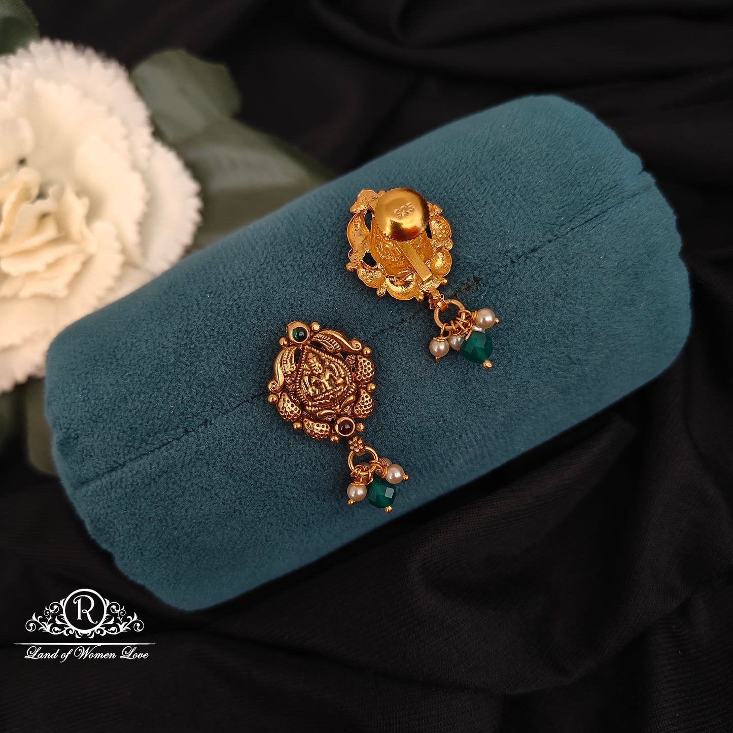 92.5-SILVER LAKSHMI DEVI EARRINGS -RCZ1005