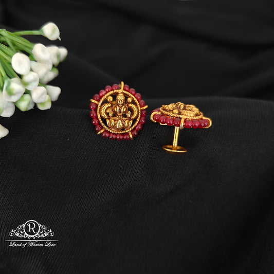 92.5 SILVER RUBY LAKSHMI DEVI STUDS-RCJR1072