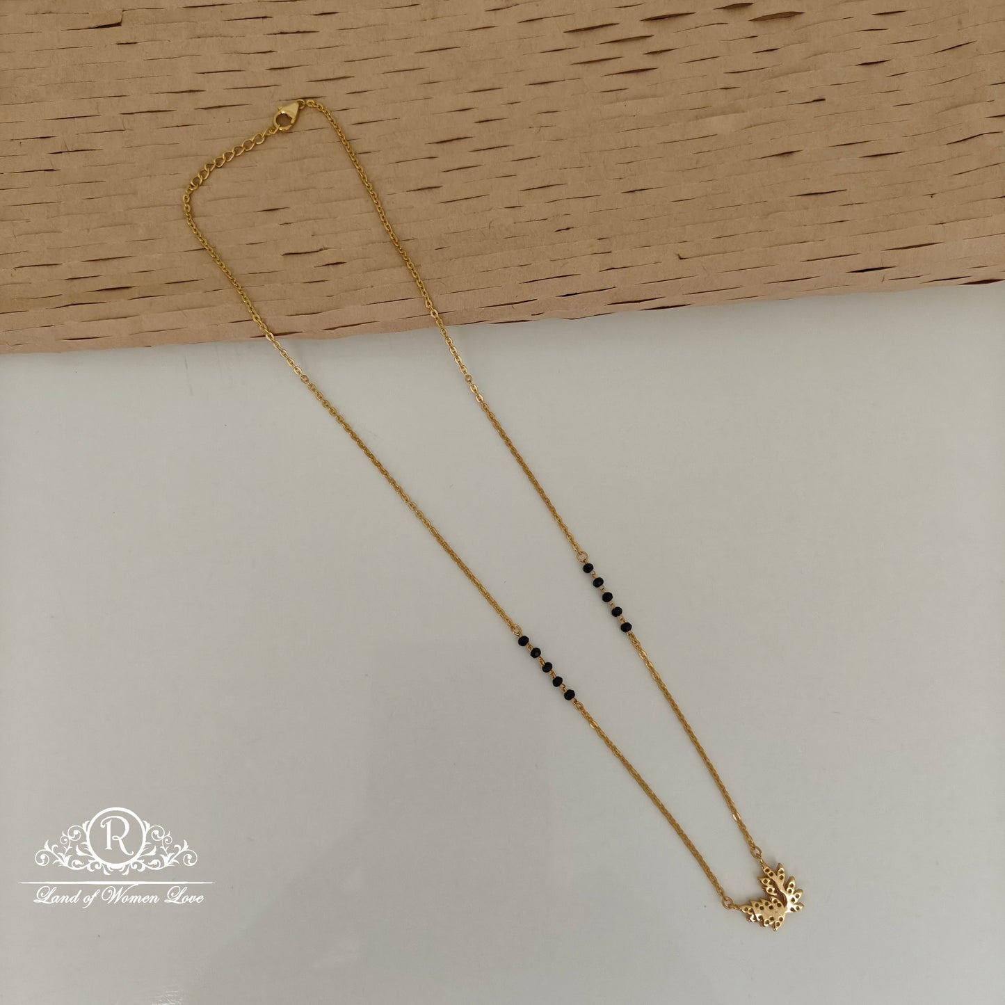 92.5 SILVER LIGHT WEIGHTBLACK BEADS WITH PENDANT-RCVC002