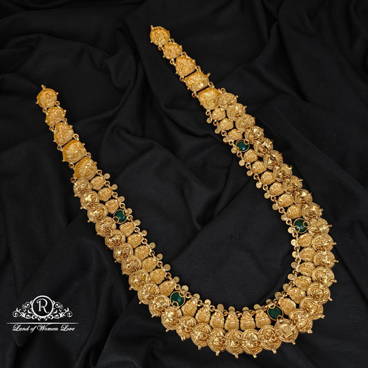 92.5-SILVER LAKSHMI DEVI WITH PEACOCK DESGIN KASU HARAM-RCZ945