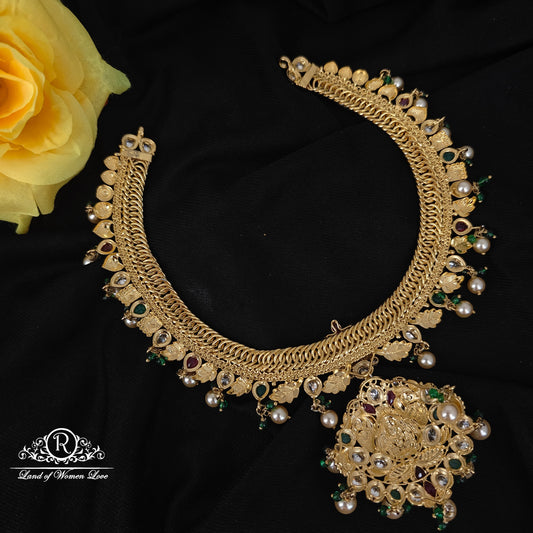 92.5 SILVER LAKSHMI DEVI JALEBI NECKLACE-RCMB009